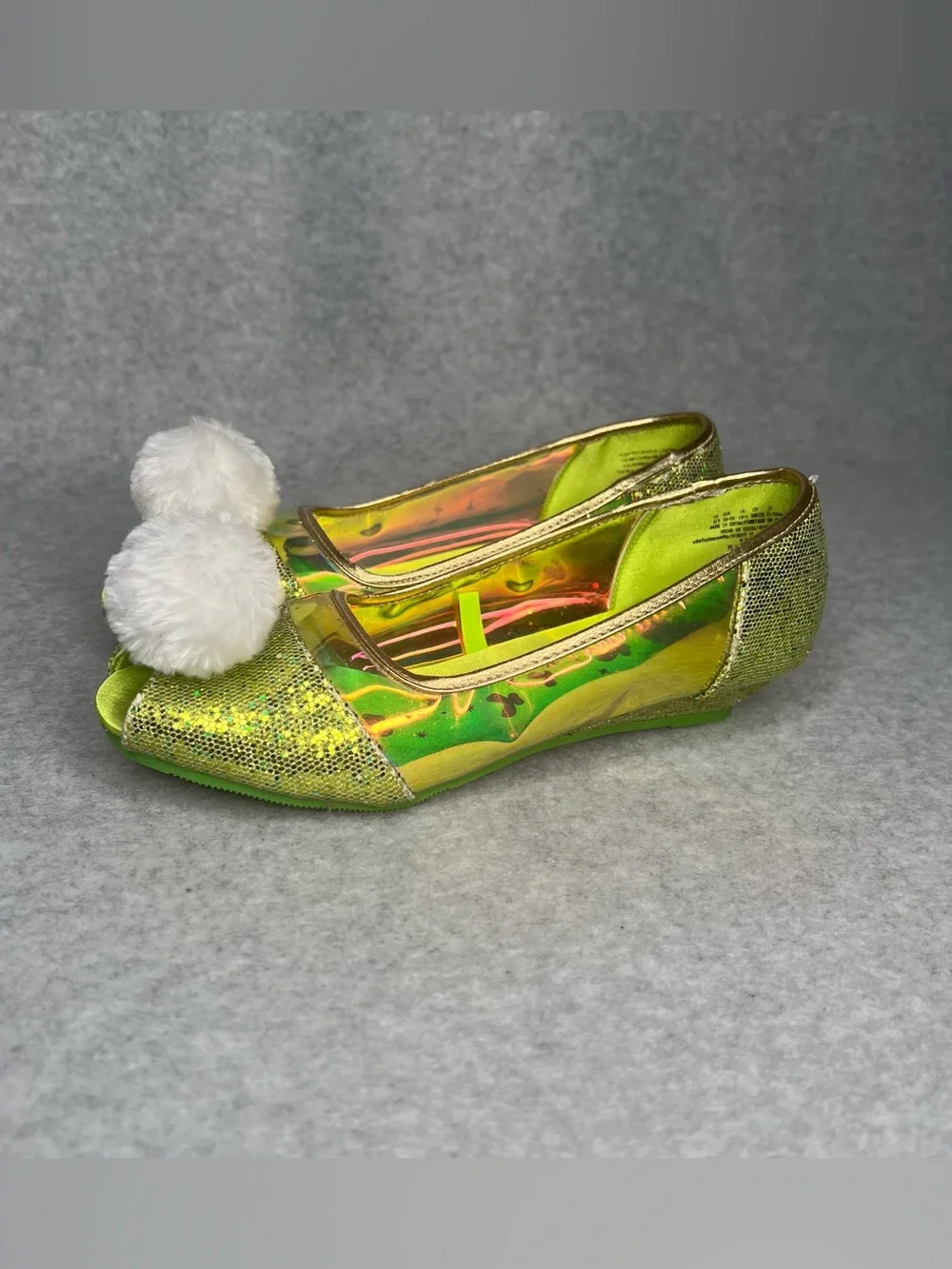 Disney Store Girls 2/3 Tinker Bell Pom Shoes Costume Accessory Peter Pan Fairy